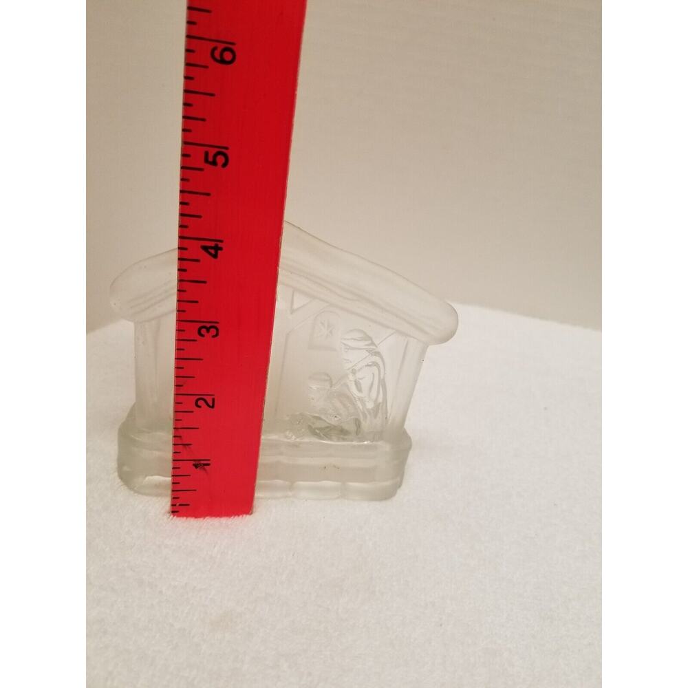 GLASS NATIVITY Christmas CANDLE HOLDER VOTIVE Manger Wise Men GUC Decor Star